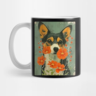 Welsh Corgi  dog Flowers Photo Art Design For Dog Onwer Mug